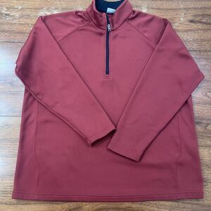 Columbia Mens 2XL Maroon Red Fleece Lined Textured Quarter Zip Pullover Sweater